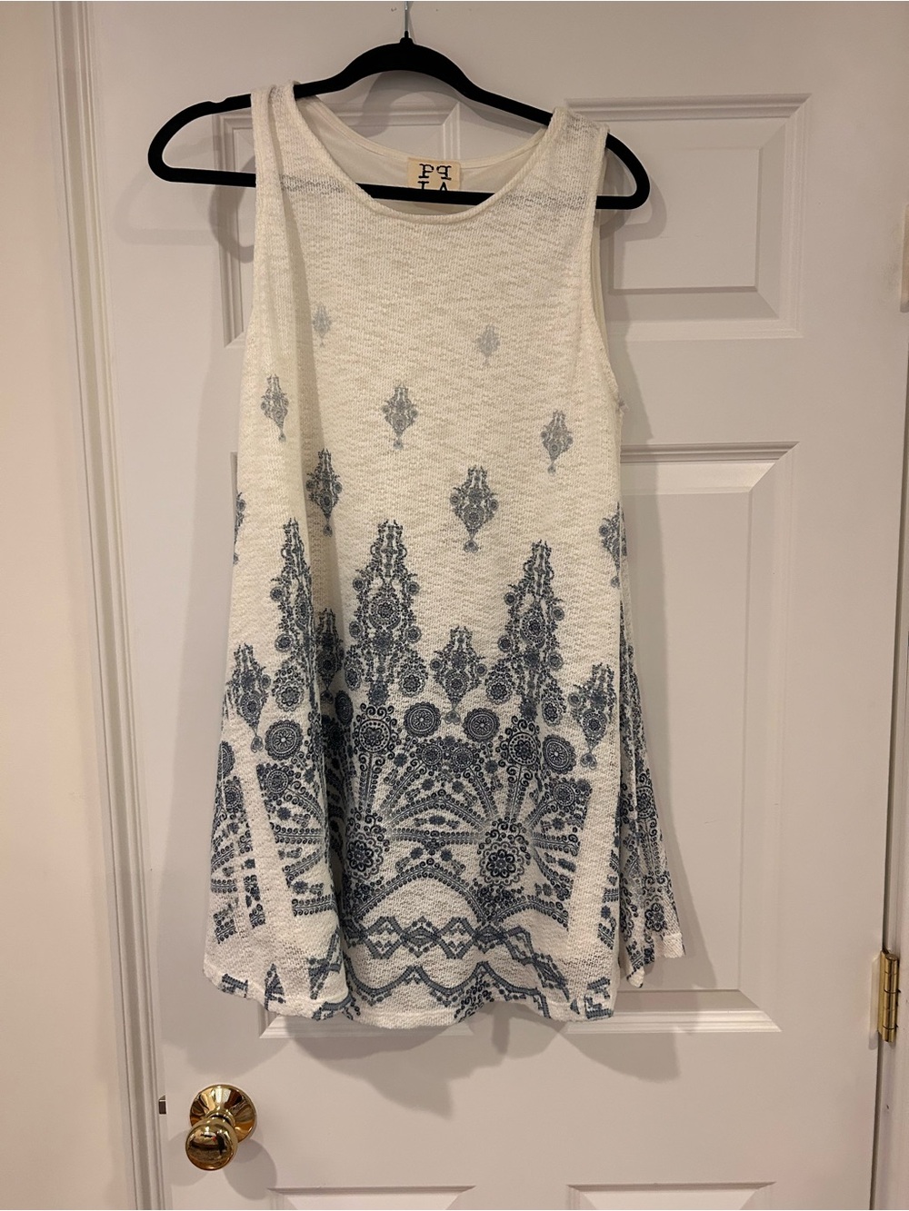 PPLA Cream Knit Top with Black Logo Tag